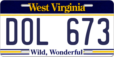 WV license plate DOL673