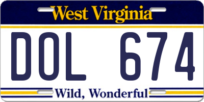 WV license plate DOL674