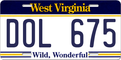 WV license plate DOL675