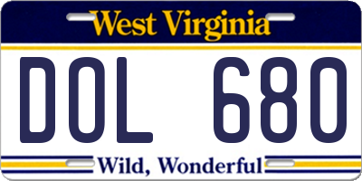 WV license plate DOL680
