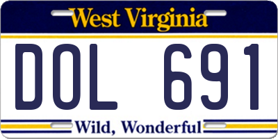WV license plate DOL691