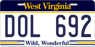 WV license plate DOL692