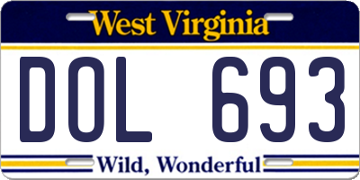 WV license plate DOL693