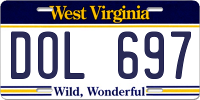 WV license plate DOL697