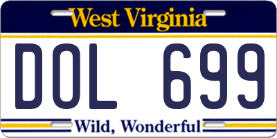 WV license plate DOL699