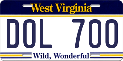 WV license plate DOL700