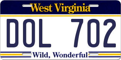 WV license plate DOL702
