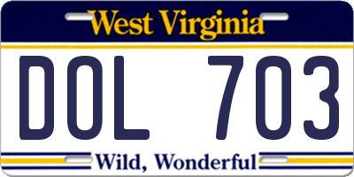 WV license plate DOL703