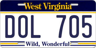 WV license plate DOL705