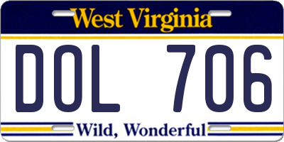 WV license plate DOL706