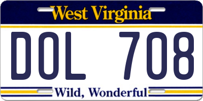 WV license plate DOL708