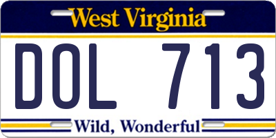WV license plate DOL713
