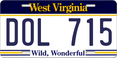 WV license plate DOL715