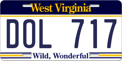 WV license plate DOL717
