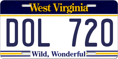 WV license plate DOL720