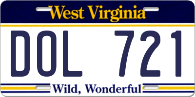 WV license plate DOL721