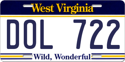 WV license plate DOL722