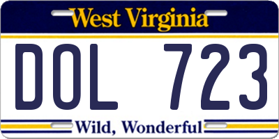 WV license plate DOL723
