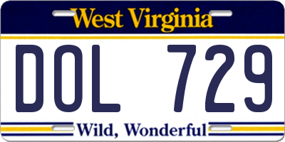 WV license plate DOL729