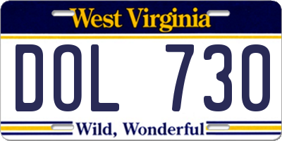 WV license plate DOL730