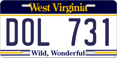 WV license plate DOL731