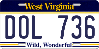 WV license plate DOL736