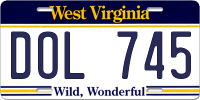 WV license plate DOL745