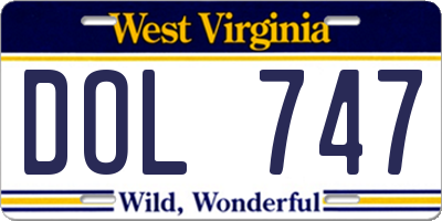 WV license plate DOL747
