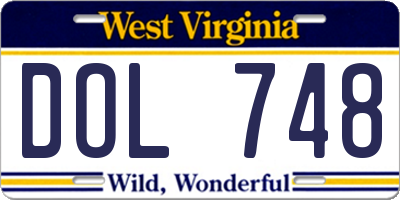 WV license plate DOL748