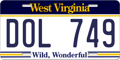 WV license plate DOL749