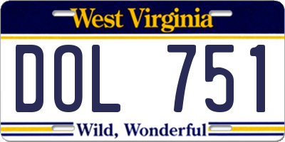 WV license plate DOL751
