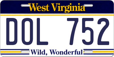 WV license plate DOL752