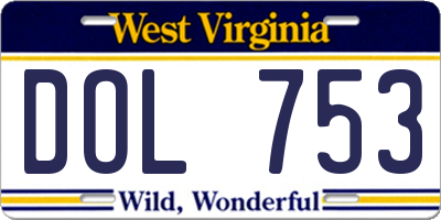 WV license plate DOL753