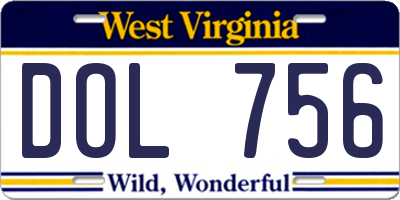 WV license plate DOL756