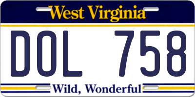 WV license plate DOL758