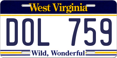 WV license plate DOL759