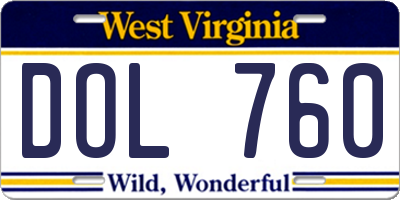 WV license plate DOL760