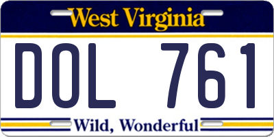 WV license plate DOL761