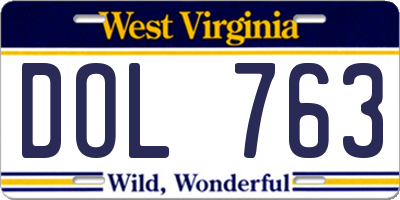 WV license plate DOL763