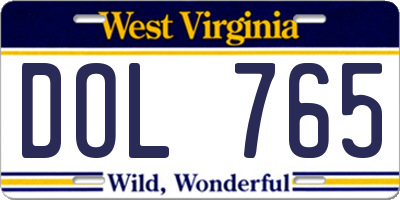 WV license plate DOL765