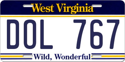 WV license plate DOL767