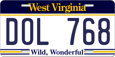 WV license plate DOL768