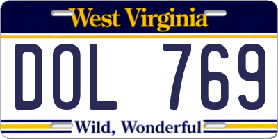 WV license plate DOL769