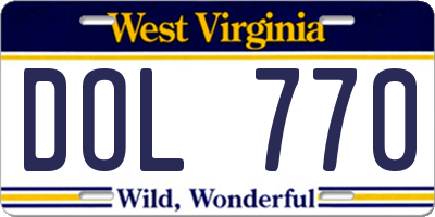 WV license plate DOL770