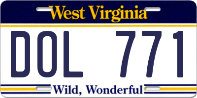 WV license plate DOL771