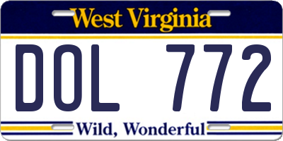 WV license plate DOL772