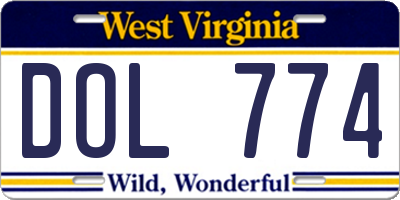 WV license plate DOL774