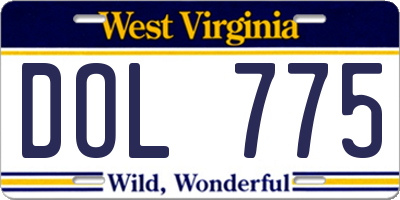 WV license plate DOL775