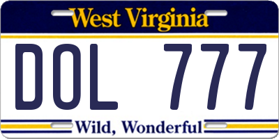 WV license plate DOL777
