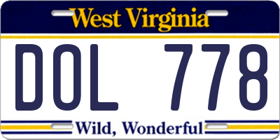 WV license plate DOL778